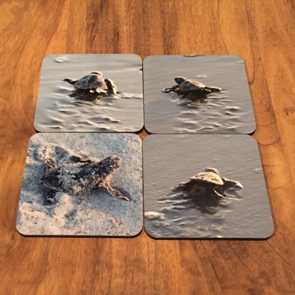 Turtle Coasters - Cork Bottom - 2 Sets of 4 (8 total) - NWOT - Picture 3 of 6
